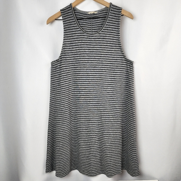 Madewell Women's Black and Grey Stripe Highpoint A-Line Dress Size XL - Picture 2 of 5